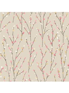 Statement Willow Wallpaper 98885 Beige Coral Mustard Floral Branch New